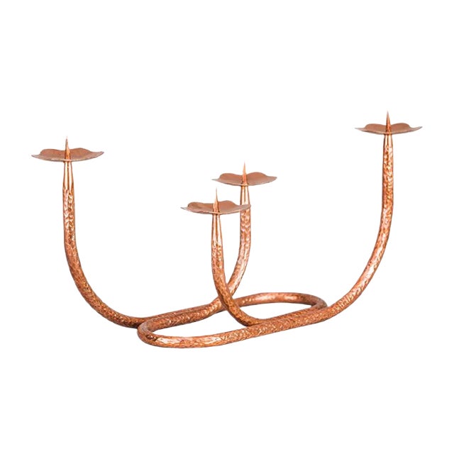 Hammered Copper Candleholder, 1950s For Sale