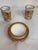 Mid 20th Century Mid-Century Bohemia Czechoslovakia Jeweled Gilt & Applied Floral Glass Set, 3 Pieces For Sale - Image 5 of 5