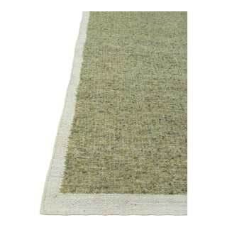 8x10 Natural Wool Jute Cream Green Solid Premium Rug For Sale