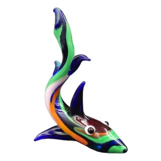 Multi-Colored Murano Glass Shark, Italy, 1960s For Sale