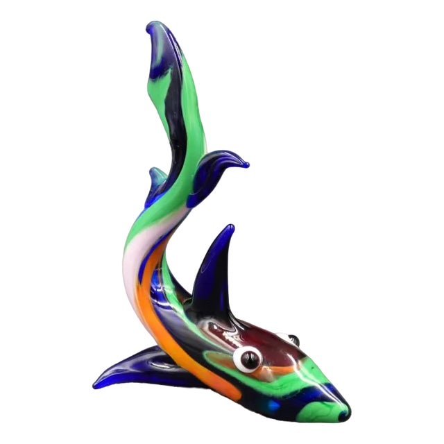 Multi-Colored Murano Glass Shark, Italy, 1960s For Sale