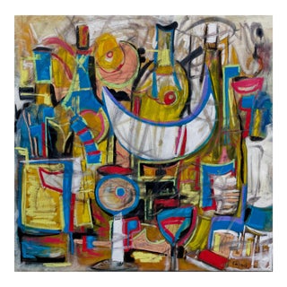 John Schwab Bucks County, Pa Abstract Expressionist Cubist Oil Painting 24”x24 For Sale
