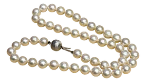 Vintage Cultured Akoya Pearl Necklace Length 18" , 18 Karat White Gold Clasp