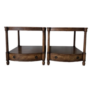 Vintage Baker Furniture Empire-Style Wood End Tables With Drawer – A Pair For Sale