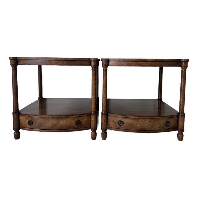 Vintage Baker Furniture Empire-Style Wood End Tables With Drawer – A Pair For Sale
