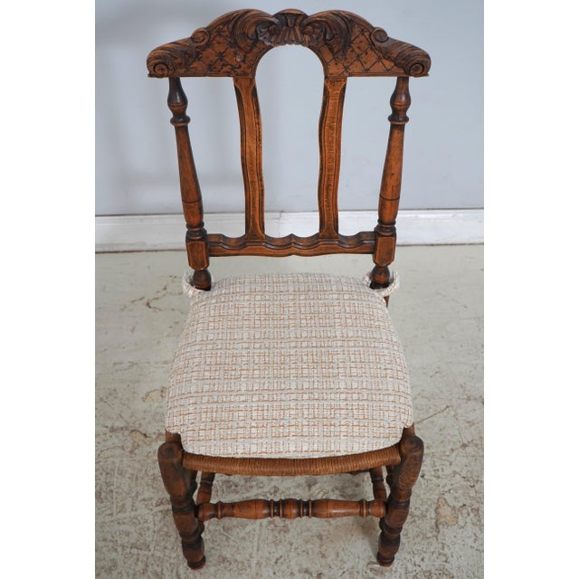 Vintage Parquetry French Provincial Oak Dining Table & 6 Chairs For Sale - Image 11 of 18