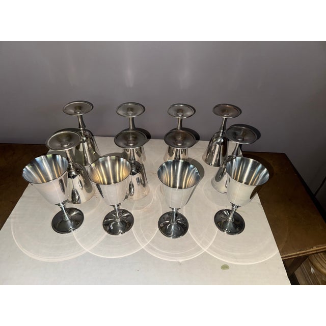 Silver Vintage e.l. De Uberti Dul1 Silverplate Goblets Made in Italy Set of 12 For Sale - Image 8 of 15