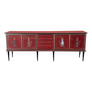 Credenza by Umberto Mascagni Rosso Bordeaux, 1950s For Sale