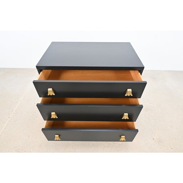 Wood Robsjohn Gibbings for Widdicomb Black Lacquered Mid Century Modern Chest of Drawers For Sale - Image 7 of 14