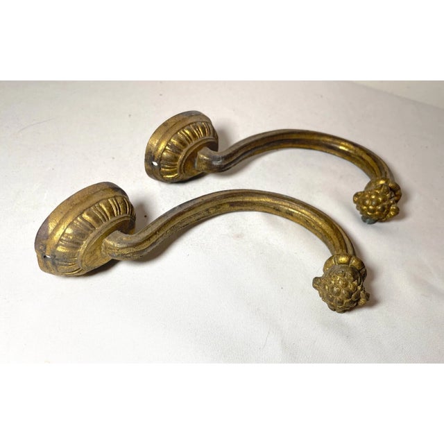 Pair of Antique 19th Century Gilt Bronze Ornate Victorian Wall Hooks Bracket For Sale - Image 9 of 9