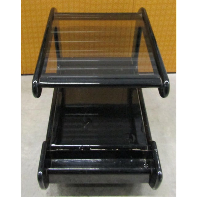 1950s Space Age Wood Black Lacquer Bar Cart Game Table Attributed to Marcello Siard For Sale - Image 9 of 10