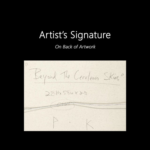 Beyond the Cerulean Skies - Large Original Minimalist Colorful Artwork Original Artwork by Peter Kuttner For Sale - Image 9 of 9