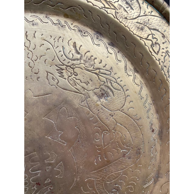 Chinese 1930s Chinese Dragon Brass Tray For Sale - Image 3 of 7