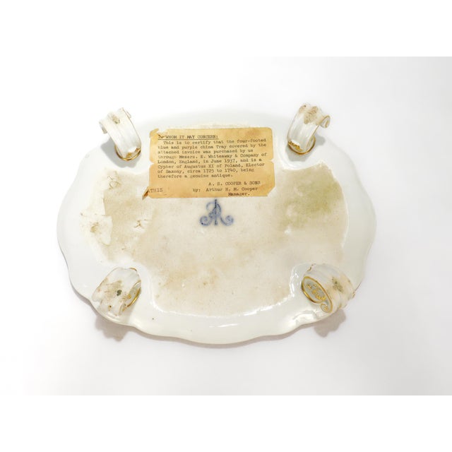 Antique Helena Wolfsohn Dresden Porcelain Painted & Gilt Footed Tazza or Compote For Sale - Image 9 of 11