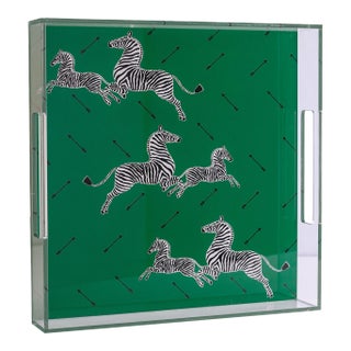 Scalamandre Maison by Port 68 Zebra Green Lucite Tray For Sale