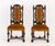 Pair of Jacobean Style Carved Mahogany Side Chairs, with golden velvet upholstered seats. 40.5" H x 19" W x 17" D; seat:...