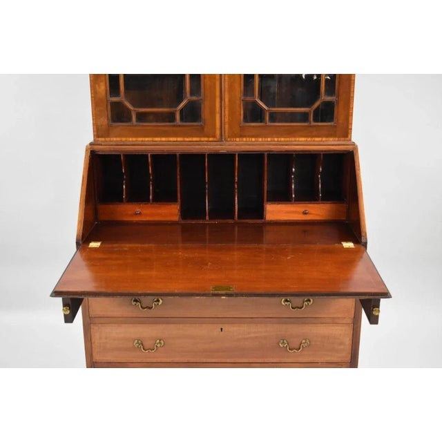 Wood Edwardian Bureau with Bookcase in Mahogany, 1901 For Sale - Image 7 of 9
