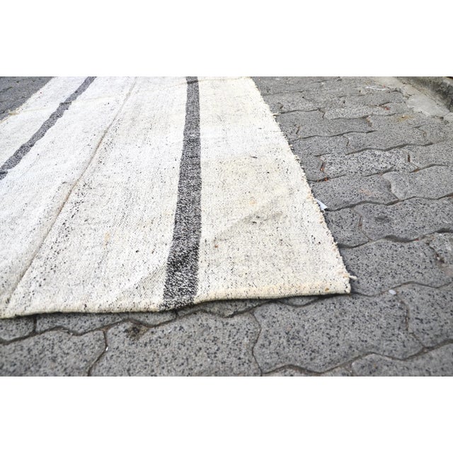 Vintage Handmade Turkish Stripe Kilim Rug For Sale - Image 10 of 11