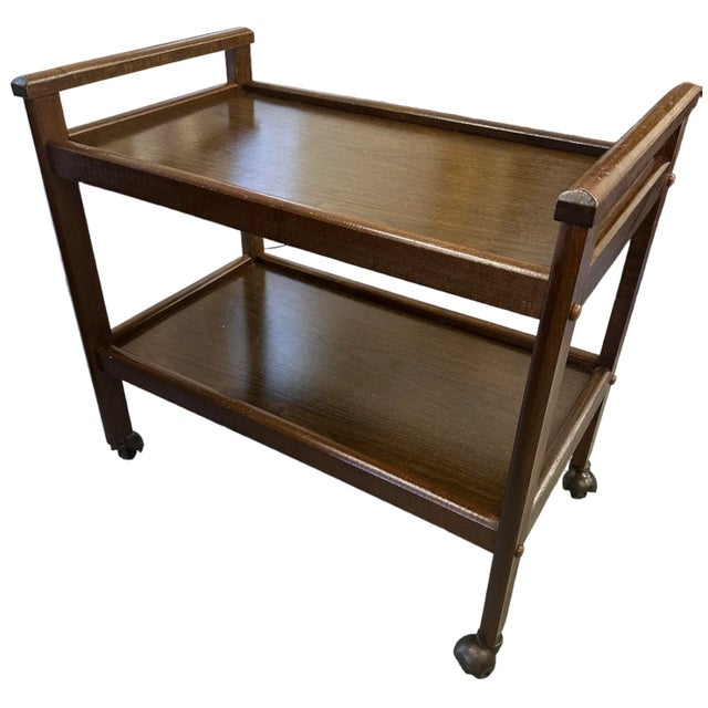 1960’s Danish Mahogany Rolling Trolley Table For Sale - Image 4 of 7