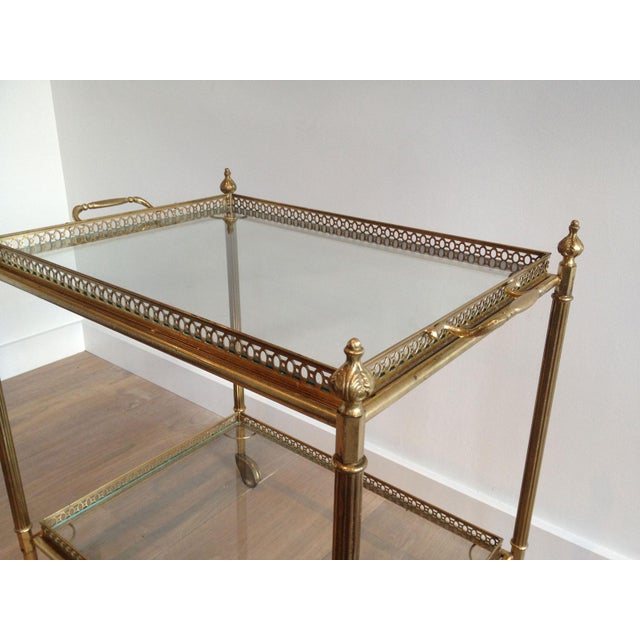 1940s Neoclassical Style Brass Drinks Trolley with Removable Trays For Sale - Image 6 of 12