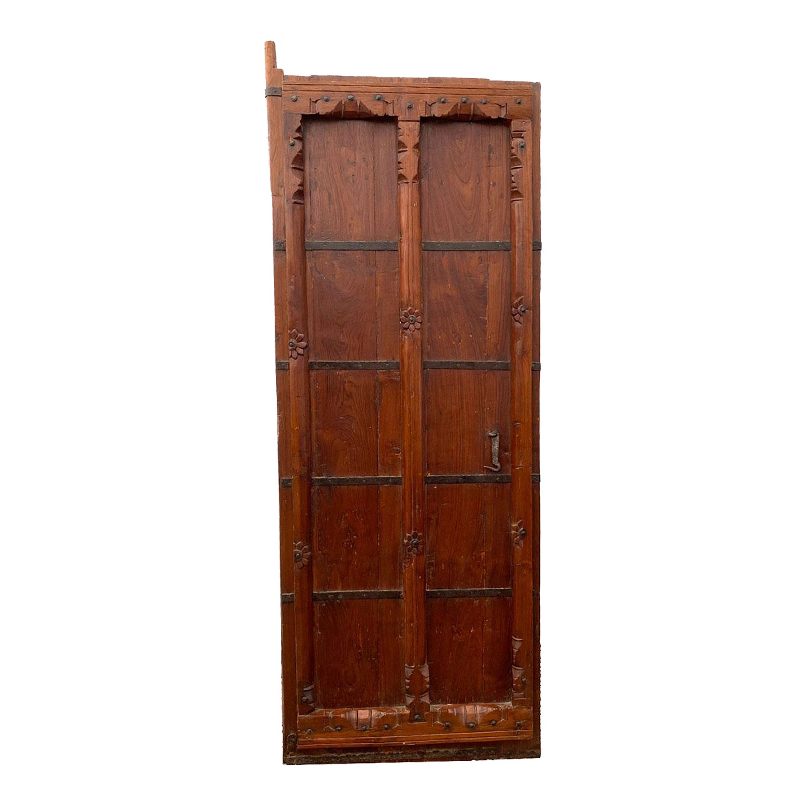 19th Century Small Indian Iron Mounted Carved Teak Haveli Single Door Chairish