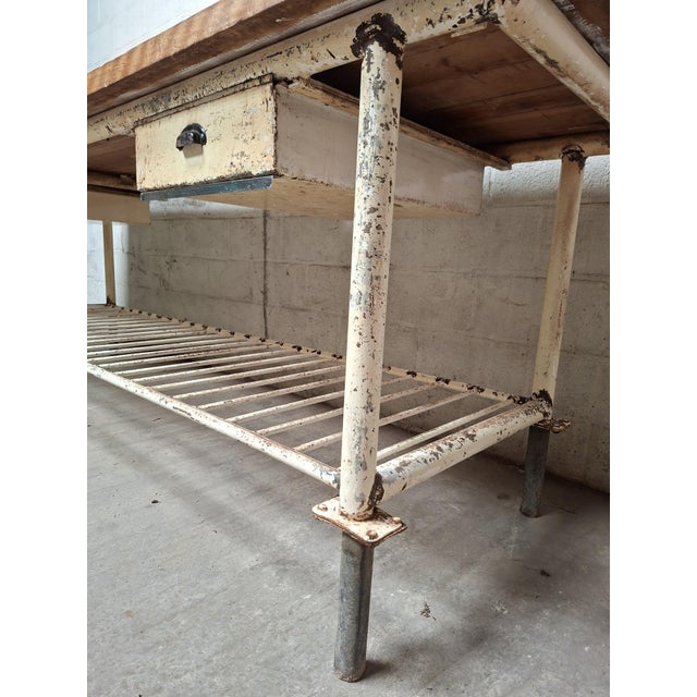 Industrial Baker's Worktable in Beech For Sale - Image 4 of 11