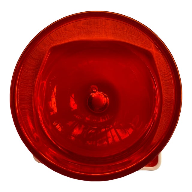 1990s Orange Round Lidded Lucite Box Set of 3 For Sale