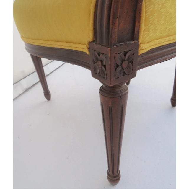 French Louis XVI Style Upholstered Armchairs - A Pair For Sale - Image 3 of 8