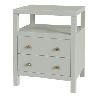 Nora 21 in. W Rectangular Wood 2 Drawer Nightstand with Open Shelf, Sage Green For Sale