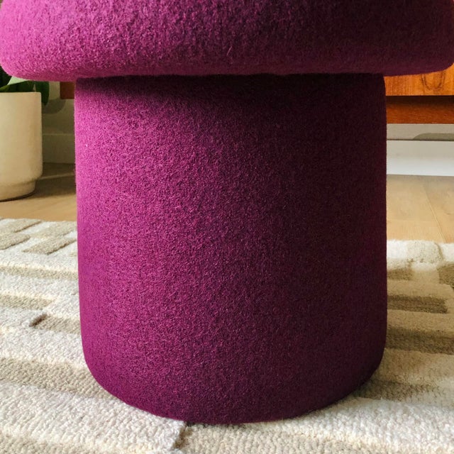 Mushroom Ottoman in Plum Wool For Sale - Image 11 of 11