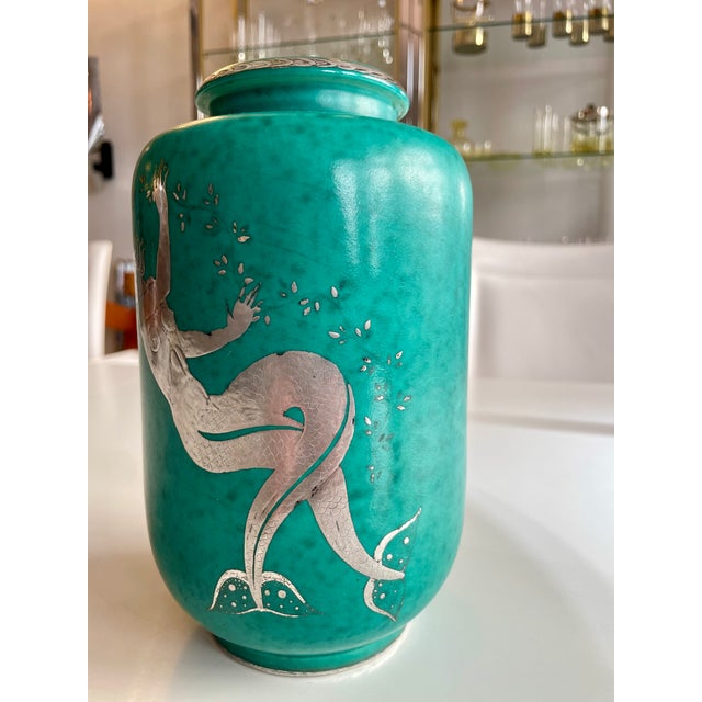 Mid-Century Modern Ceramic Argenta Vase by Wilhelm Kåge for Gustavsberg, 1940 For Sale - Image 3 of 9