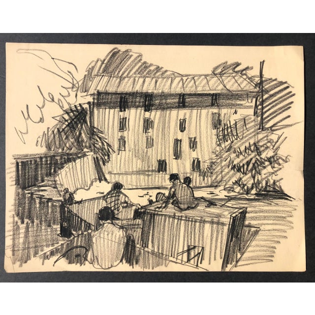 Dawing of a mill with art students working on site. Born in Pittsburgh, American artist Norman Kent (1903 - 1972) attended...