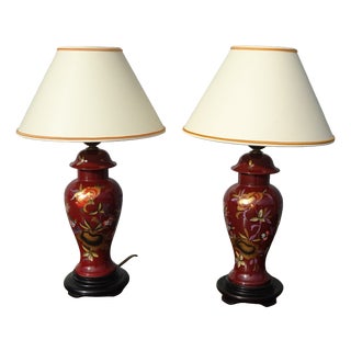 Limoges Porcelain Bedside Lamps, 1970s, Set of 2 For Sale