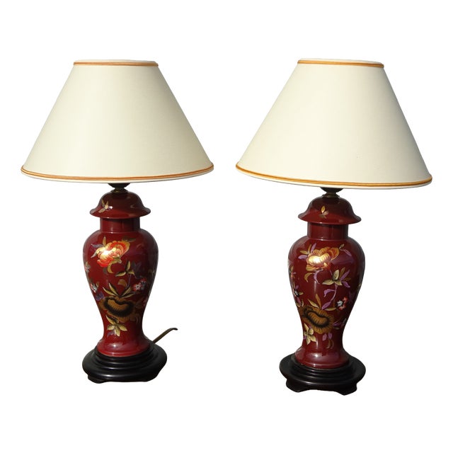 Limoges Porcelain Bedside Lamps, 1970s, Set of 2 For Sale