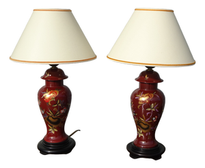 Limoges Porcelain Bedside Lamps, 1970s, Set of 2