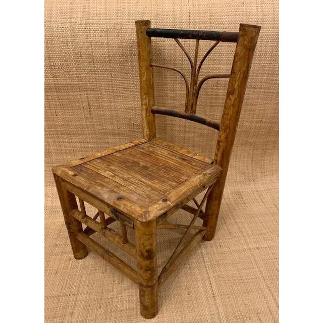Rattan Tortoise Burnt Bamboo Chair/Plant Stand For Sale - Image 4 of 10