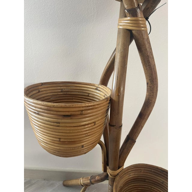 Rattan and Bamboo Vase, 1970s For Sale - Image 4 of 6