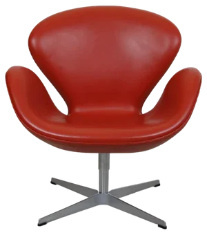 Swan Chair in Original Red Leather by Arne Jacobsen, 2000s