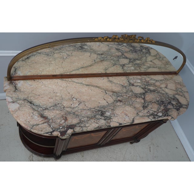 Antique French Louis XVI Marble Top Inlaid Mahogany Sideboard For Sale - Image 10 of 18