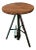 Vintage Industrial Wood and Steel Hydraulic Round Table For Sale