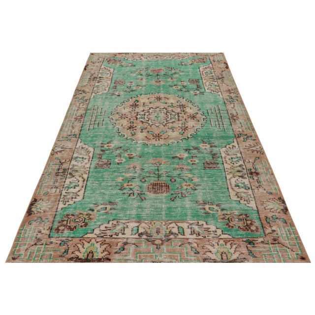 Traditional 1960s Vintage Zeki Müren European Style Rug With Floral Patterns Form Rug & Kilim For Sale - Image 3 of 7