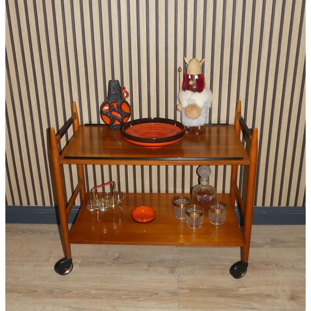 Mid-Century Modern Mid-Century Serving Trolley Bar Trolley Walnut/Black, 1960s For Sale - Image 3 of 11