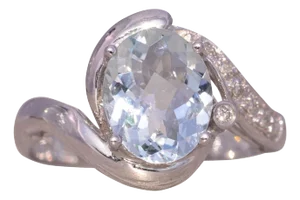 The Regard: Aquamarine and Natural Diamond Bypass Ring in White Gold