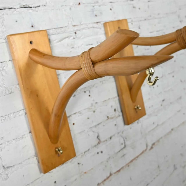 Mid-Century Modern Rattan Wall Brackets a Pair For Sale - Image 11 of 13