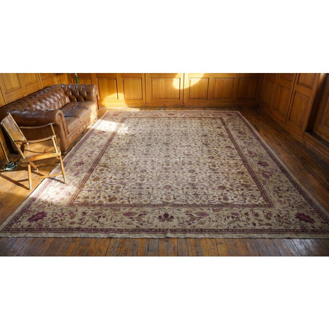 Splendid Ivory Color With Special Floral Design Antique Amritsar Rug For Sale - Image 13 of 15
