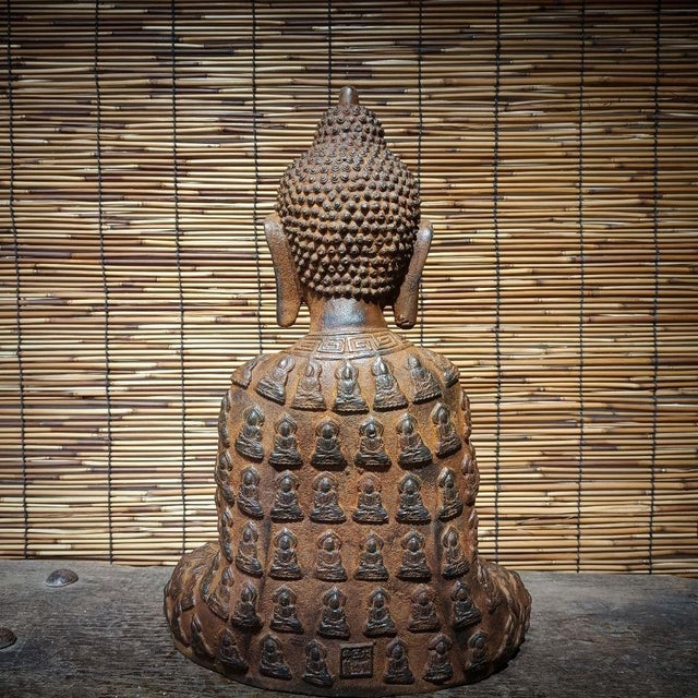 Light Gray Late 20th Century Big Size Old Praying Buddha Statue From China Original Buddhas For Sale - Image 8 of 8