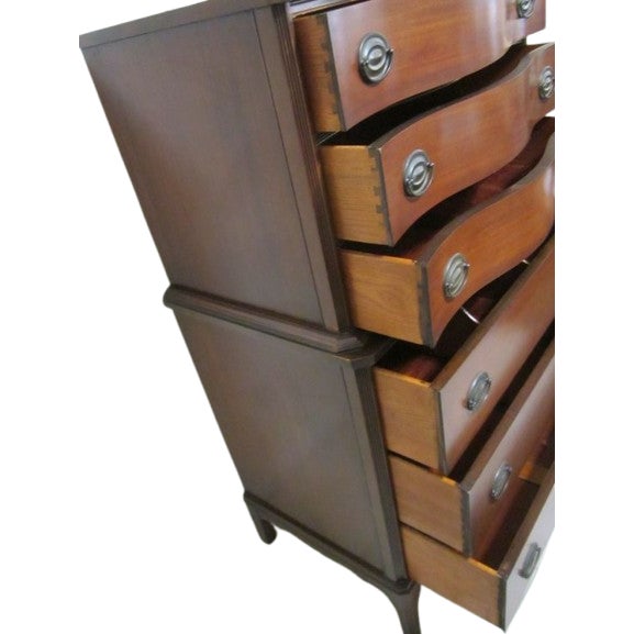 1940s 1940s Vintage English 6 Drawer High Chest Cherry Wood by White Furniture Co For Sale - Image 5 of 10