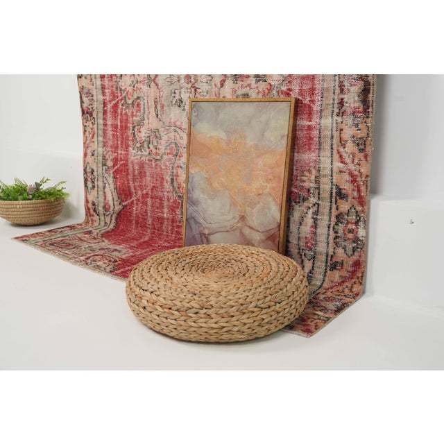 1970s Vintage Turkish Handmade Wool Cotton Red Area Rug For Sale - Image 11 of 12