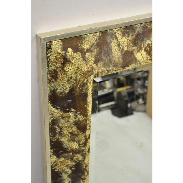 Late 20th Century Decorative Arts Inc. Faux Tortoise Shell Painted Brown & Gold Modern Wall Mirror For Sale - Image 4 of 12