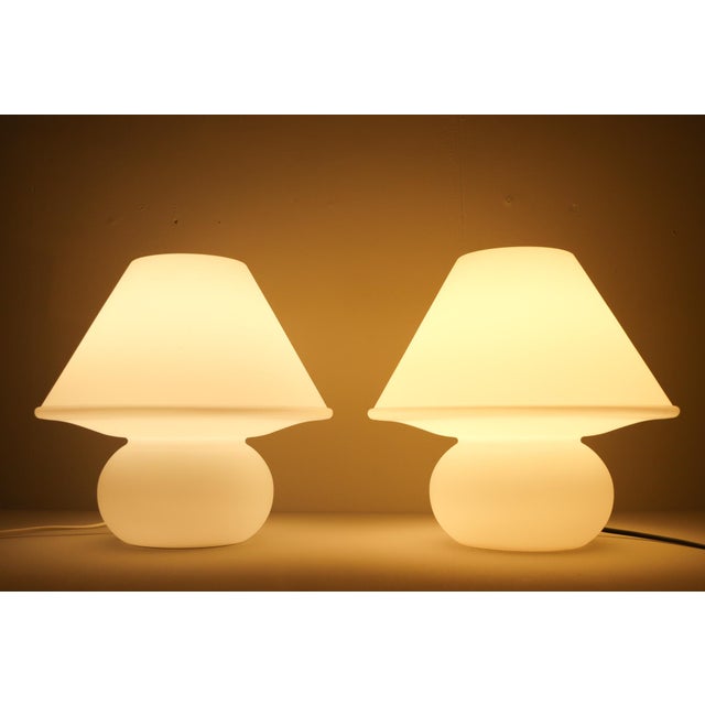 Mushroom Lamps in Opal Glass from Glashütte Limburg, Germany, 1970s, Set of 2 For Sale - Image 11 of 18